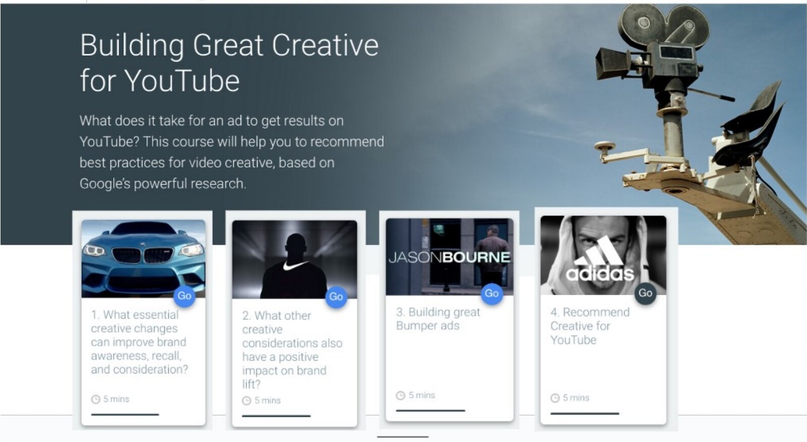 Building Great Creative for YouTube — course screen